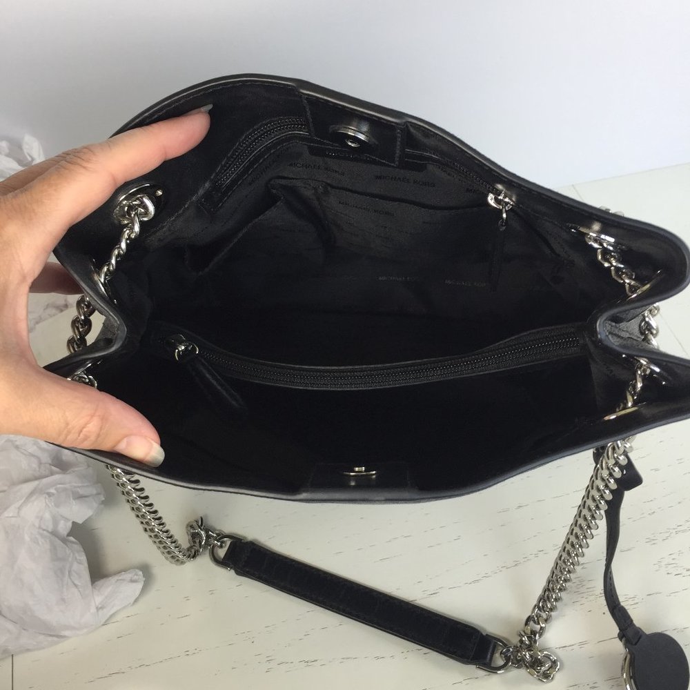 Micheal Kors Black Shoulder Bag with Chain Straps - Picture 9 of 13